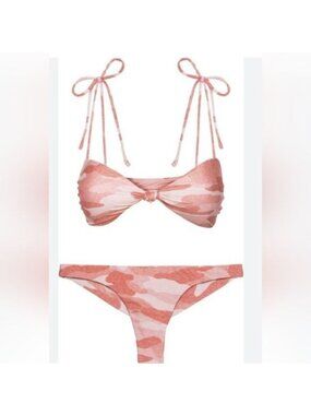 Vix Paula Hermanny Camu Tied Knot Bikini Top & Cheeky Bottom, 8